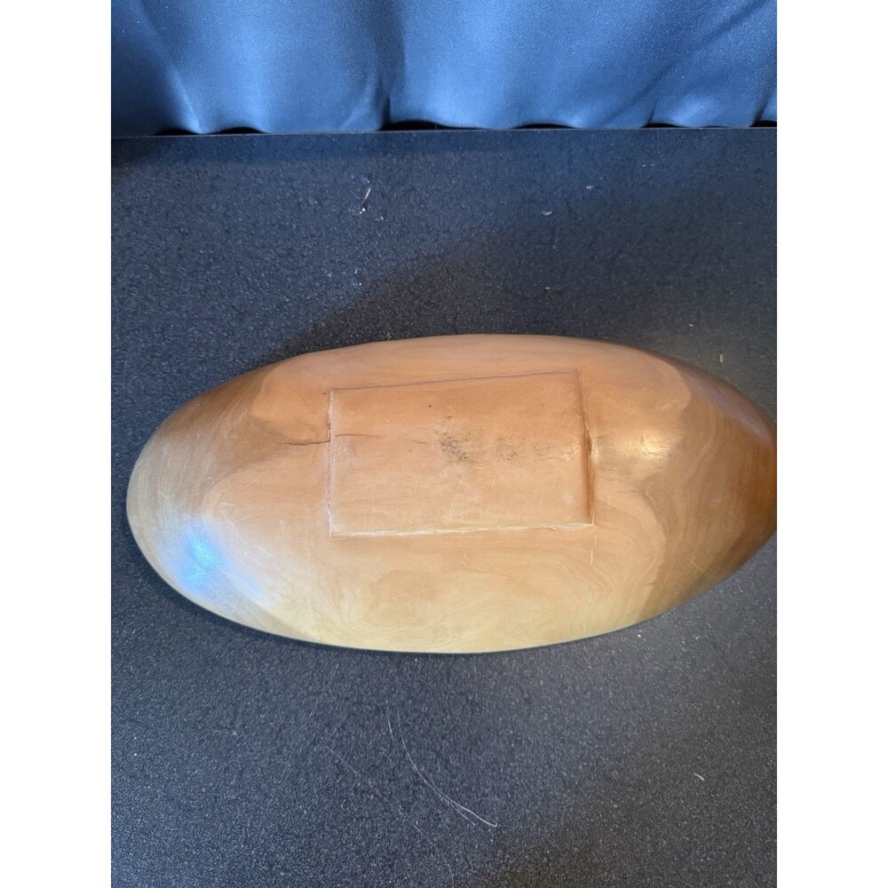 Oval Wood Grain Bowl 16 in Smooth Finish Brown Serving Dish Unknown If Real Wood - Picture 2 of 7